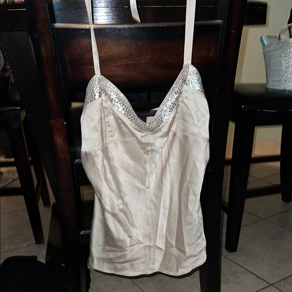 Express Elegant Cream Sequin Top